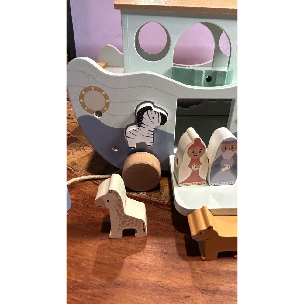 Joyreal Noahs Ark Wooden Pull Toy Shape Sorter‎ Animal Figures Toddler Play Set - Picture 9 of 14